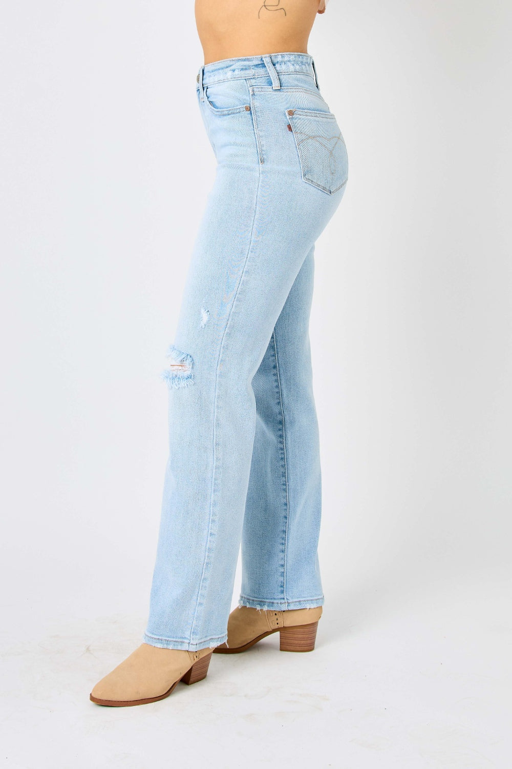 Judy Blue Full Size High Waist Distressed Straight Jeans