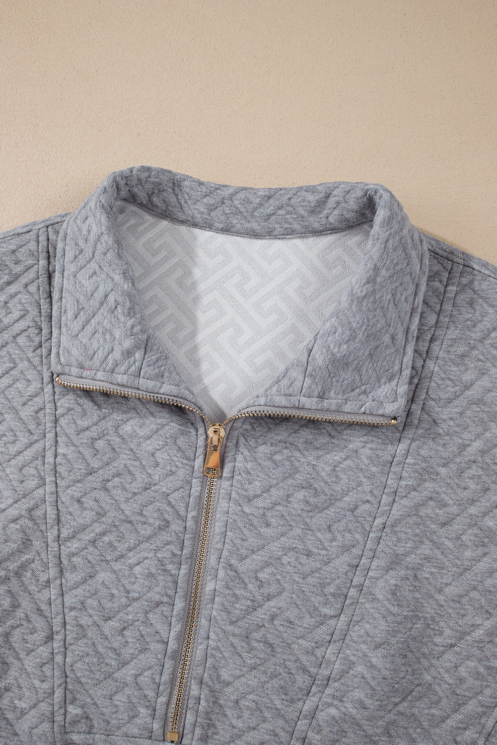 Texture Half Zip Long Sleeve Sweatshirt