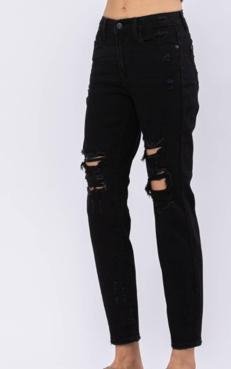 The Standout Judy Blue Black Boyfriend Jeans